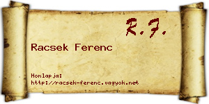 Racsek Ferenc névjegykártya